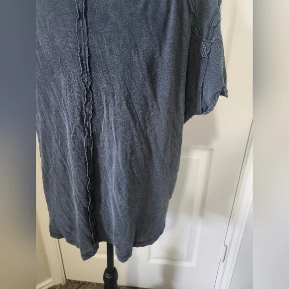 Free People We The Free Slate Blue Ribbed Riley Short Sleeve Tee XS - Picture 7 of 13